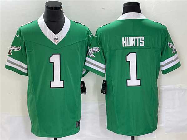 Mens Philadelphia Eagles #1 Jalen Hurts Green 2023 F.U.S.E. Vapor Untouchable Stitched Football Jersey